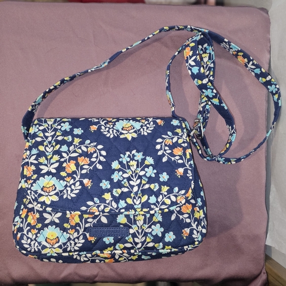 Vera Bradley Handbags - Vintage Vera Bradley Floral Blue Crossbody Bag ~ EUC